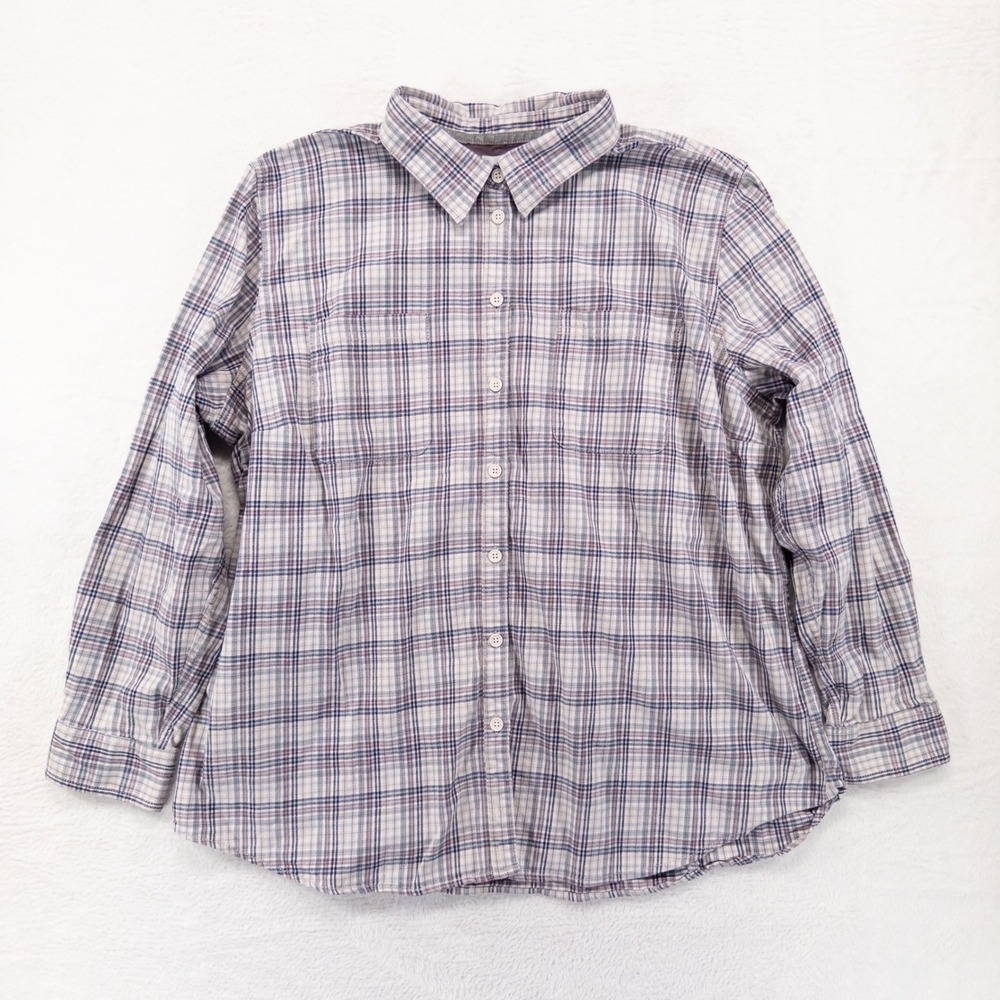 Ridgecut Women Button Down Shirt 2X Purple Plaid Long Sleeve Toughwear Workwear